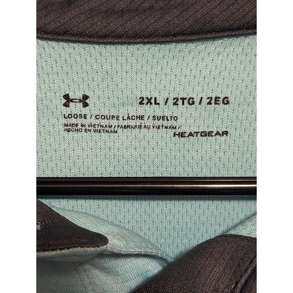 Under Armour Sky Blue Mens Polo Short Sleeve Shirt Size 2XL Loose Fit Heatgear - Picture 3 of 14